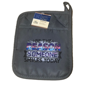 Gray Pot Mitt with Inspirational Quote